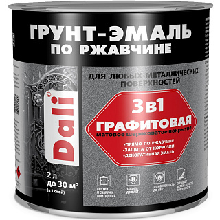 Грунт-эмаль графитовая по ржавчине зеленый Dali (2л) купить