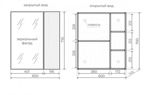 Шкаф зеркальный рифленый Стокгольм 70 Style Line ЛС-00002323 графит софт купить