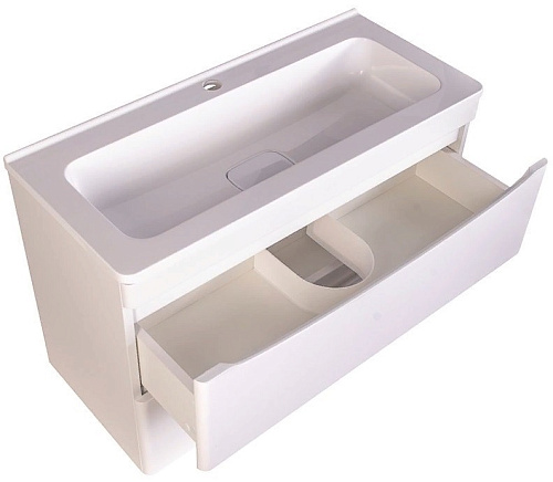 Тумба подвесная Бергамо мини 90 и раковина Каре мини 90 антискрейтч белый Люкс Plus Style Line СС-00002364/00002360 купить