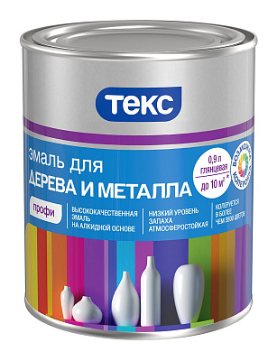 Эмаль ТЕКС Профи для дерева и металла глянцевая (База А) 0.9 л купить