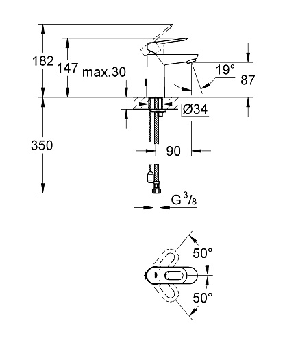 Смеситель для раковины BauLoop цвет хром GROHE 23336000 купить