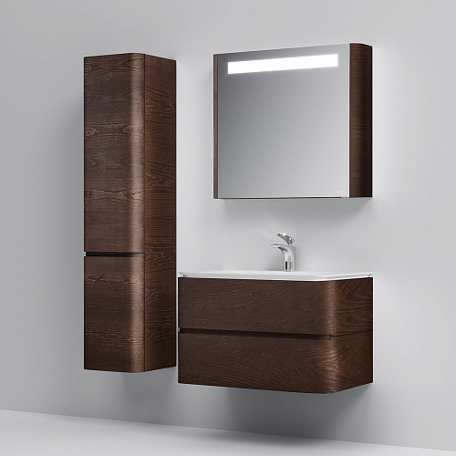 Тумба подвесная Sensation 80 с раковиной Sensation 80 текстурированный табачный дуб AM.PM M30FHX0802TF купить