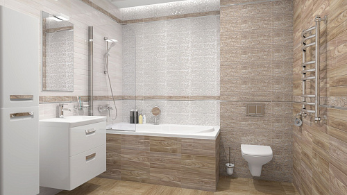 Бордюр настенный Bona, цвет темно-бежевый, 6.2*40см Ceramica Classic 66-03-11-1344 купить