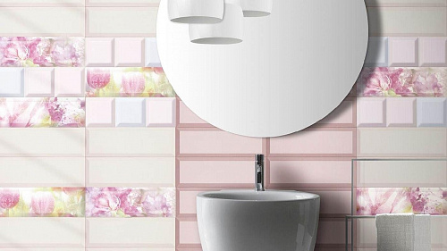 Плитка настенная Dots rosa розовый, 15*45см Absolut Keramika купить