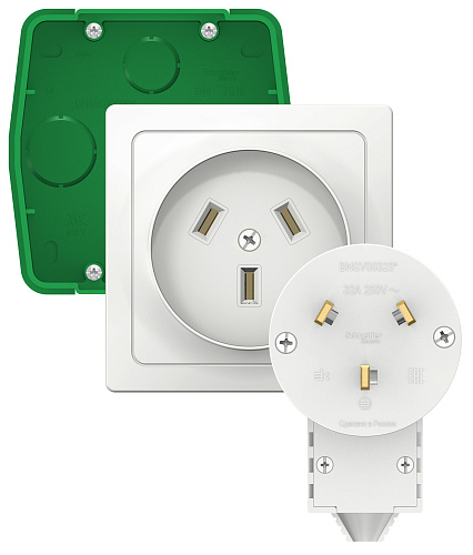 Комплект силовой Blanca BLNSK013231 розетка+вилка+монт к белый купить