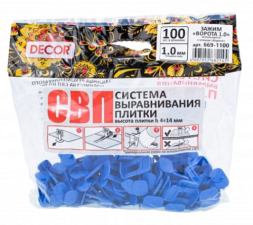 СВП Зажим DECOR "Ворота" 1 мм 100шт пакет 669-1100 купить