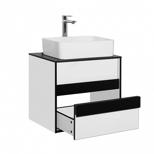 Тумба Style Line Амстердам 60 со столешницей с раковиной CREA 35 SQUARE белый матовый ЛС-000010040 купить